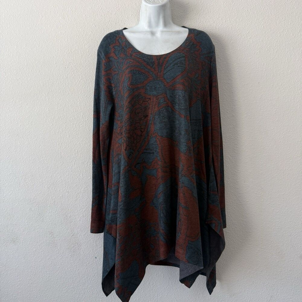 Soft Surroundings Renaissance Tunic Top XL Boho Asymmetric Handkerchief Hem